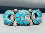 Important Vintage Native American Zuni Turquoise Sterling Silver Inlay Bracelet-Nativo Arts