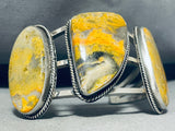Massive Native American Navajo Signed 3 Honeybee Sterling Silver Bracelet-Nativo Arts