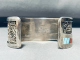 6 Inch Wrist Best Vintage Native American Zuni Don Dewa Inlay Sterling Silver Turquoise Bracelet-Nativo Arts