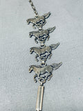 Super Intricate Vintage Native American Navajo Sterling Silver Horse Necklace-Nativo Arts