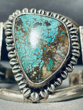 Coffee Bean Silver Work! Vintage Native American Navajo Spiderweb Turquoise Sterling Bracelet-Nativo Arts