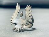 Intricate Vintage Native American Navajo Sterling Silver Eagle Immense Ring-Nativo Arts