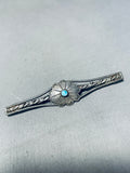 Wonderful Vintage Native American Navajo Blue Gem Turquoise Silver Flower Pin-Nativo Arts