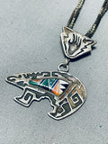 Gasp! Vintage Native American Navajo Turquoise Inlay Sterling Silver Necklace-Nativo Arts