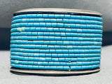 One Of The Best Vintage Native American Navajo Turquoise Rows Sterling Silver Bracelet-Nativo Arts
