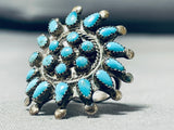 Rare Vintage Native American Zuni Blue Gem Cluster Sterling Silver Ring-Nativo Arts
