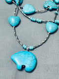 Bear Turquoise Vintage Navajo Sterling Silver Fetish Necklace