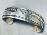 Amazing Vintage Native American Navajo Signed Sterling Silver Geometric Designs Bracelet-Nativo Arts