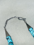 Outstanding Vintage Native American Navajo Turquoise Shell Sterling Silver Tube Necklace-Nativo Arts