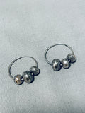 Marvelous Vintage Native American Navajo Sterling Silver Hoop Earrings-Nativo Arts