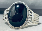 Phenomenal Native American Navajo Black Onyx Sterling Silver Huge Bracelet-Nativo Arts