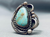 Incredible Vintage Native American Navajo Spiderweb #8 Turquoise Sterling Silver Ring-Nativo Arts