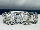 Conchos!! Very Early Vintage Native American Navajo Sterling Silver Bracelet Cuff-Nativo Arts