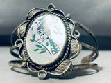 Bluejay Turquoise Vintage Native American Zuni Sterling Silver Bracelet Cuff Old-Nativo Arts