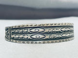 Early To Mid 1900's Vintage Native American Navajo Sterling Or Coin Silver Handstamped Bracelet-Nativo Arts