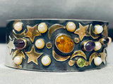 Gold Stars And Moon!!! Vintage Sterling Silver Sugulite Bracelet-Nativo Arts