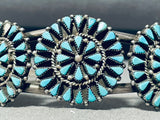 Native American Triple Turquoise Sun Vintage Zuni Sterling Silver Bracelet Cuff-Nativo Arts