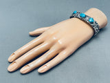 Exquisite Vintage Native American Navajo 3 Morenci Turquoise Sterling Silver Bracelet-Nativo Arts