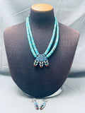 Native American Most Unique Vintage Santo Domingo Turquoise Lapis Inlay Sterling Silver Necklace-Nativo Arts