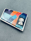 Important Vintage Native American Navajo Turquoise Sterling Silver Inlay Buckle-Nativo Arts