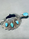 Fantastic Vintage Native American Navajo Kingman Turquoise Sterling Silver Hair Pin-Nativo Arts