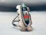 Detailed Vintage Native American Navajo Inlay Turquoise Sterling Silver Ring-Nativo Arts