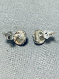 Marvelous Vintage Native American Navajo Sleeping Beauty Turquoise Sterling Silver Earrings-Nativo Arts