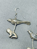 Adorable Vintage Native American Navajo Sterling Silver Bird Frog Earrings-Nativo Arts
