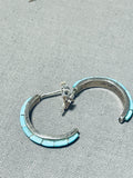 Gorgeous Vintage Native American Zuni Blue Gem Turquoise Sterling Silver Earrings-Nativo Arts
