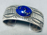 Heavy Lapis Moon Vintage Native American Navajo Sterling Silver Bracelet Cuff-Nativo Arts