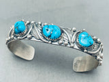 Exquisite Vintage Native American Navajo 3 Morenci Turquoise Sterling Silver Bracelet-Nativo Arts