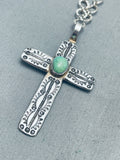Tony Aguilar Sr Vintage Santo Domingo Green Turquoise Sterling Silver Necklace-Nativo Arts