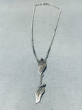 Impressive Vintage Native American Zuni Sterling Silver Feather Necklace-Nativo Arts