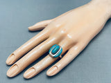 One Of The Coolest Vintage Navajon Turquoise Inlay Sterling Silver Ring-Nativo Arts