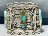 Colossal Native American Navajo 3 Royston Turquoise 4 Sterling Silver Gekkos Bracelet-Nativo Arts