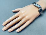 6 Inch Wrist Vintage Native American Navajo Inlay Sterling Silver Bracelet-Nativo Arts