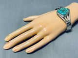 Sparkling Native American Navajo Carico Lake Turquoise Sterling Silver Bracelet-Nativo Arts