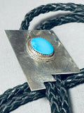 New Mexico Vintage Native American Navajo Turquoise Sterling Silver Bolo Tie-Nativo Arts