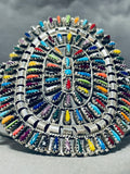 Unrivaled Native American Zuni Turquoise Multi Petit Point Sterling Silver Bracelet-Nativo Arts