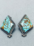 One Of The Best Vintage Native American Navajo Spiderweb Turquoise Sterling Silver Earrings-Nativo Arts