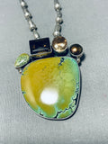 One Of Most Unique Ever Vintage Native American Navajo Green Turquoise Sterling Silver Necklace-Nativo Arts