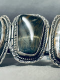 Hypnotic Vintage Native American Navajo Tiger Eye Jasper Sterling Silver Giant Bracelet-Nativo Arts