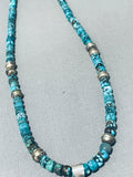 Gorgeous Vintage Native American Navajo Bisbee Turquoise Sterling Silver Feather Necklace-Nativo Arts