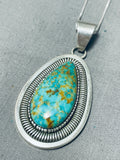 Charming Vintage Native American Navajo Royston Turquoise Sterling Silver Necklace-Nativo Arts