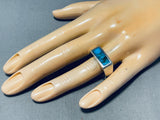 Brilliant Blue Diamond Turquoise Vintage Native American Navajo Sterling Silver Ring-Nativo Arts