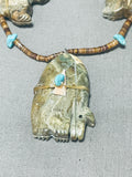 Native American One Of The Finest Vintage Zuni Serpentine Fetish Sterling Nsilver Necklace-Nativo Arts