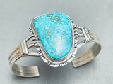 Rare Lone Mountain Turquoise Vintage Native American Navajo Sterling Silver Bracelet-Nativo Arts