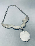 One Of Most Unique Ever Vintage Native American Navajo Turquoise Leaf Sterling Silver Necklace-Nativo Arts