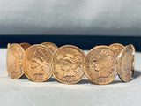 Fascinating Native American Navajo Pilot Mountain Turquoise Copper Pennies Bracelet-Nativo Arts