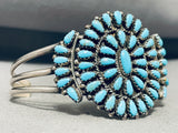 Majestic Native American Zuni Sleeping Beauty Turquoise Cluster Sterling Silver Bracelet-Nativo Arts